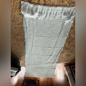 Elegant cotton curtain panels window treatments (2) light blue/green